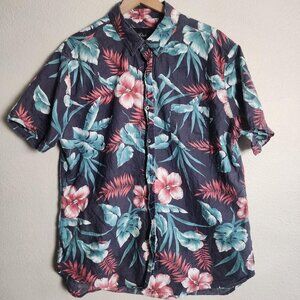 Rails Shirt Mens XL Navy Carson Floral Linen Hawaiian Short Sleeve Button Down